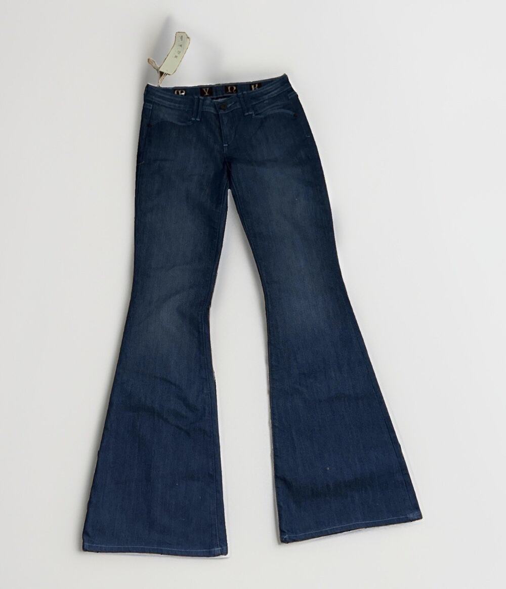 MYNK HAUTEUR Womens Flare Jeans 24 Mariner Wash 36 Inseam Rare Sample Y2K 28x36